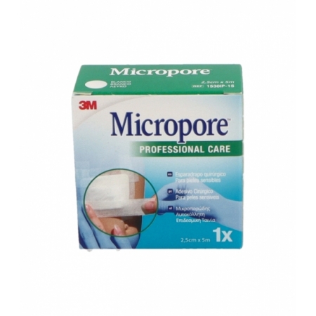MICROPORE ESPARADRAPO HIPOALERGICO PAPEL 5 M X 2,5 CM COLOR BLANCO