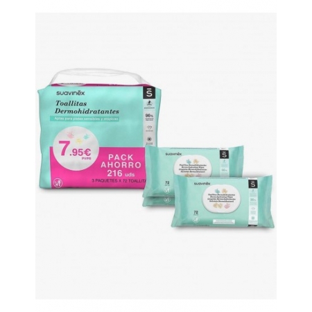 SUAVINEX TOALLITAS HUMEDAS PACK 3 X 72 UNIDADES