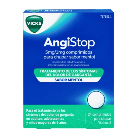 ANGISTOP 5 MG/1 MG 24 COMPRIMIDOS PARA CHUPAR SABOR MENTOL