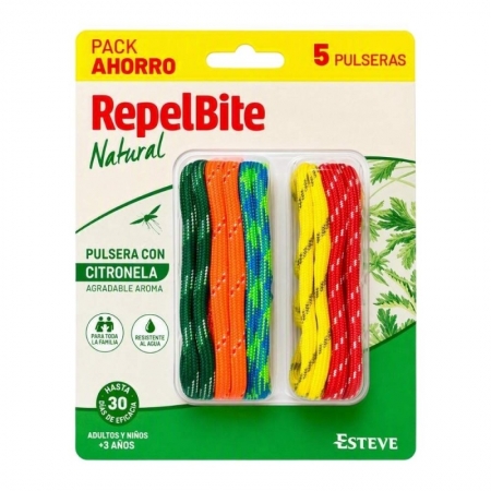 REPEL BITE NATURAL 5 PULSERAS DE CUERDA CON CITRONELA