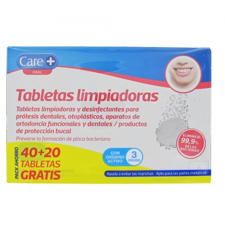 CARE+ PACK AHORRO 40+20 TABLETAS LIMPIADORAS EFERVESCENTES
