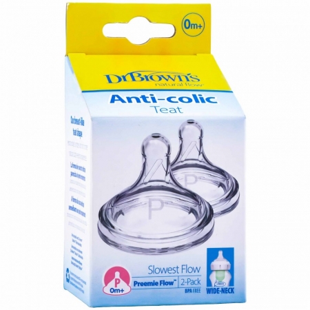 DR BROWN´S TETINA SILICONA BOCA ANCHA PREMATUROS 2 UNIDADES