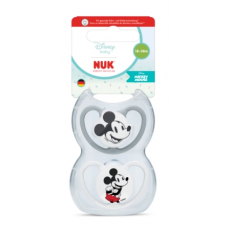 NUK PERFECT MATCH AIR MICKEY 2 CHUPETES SILICONA 6 - 18 MESES GRIS/BLANCO
