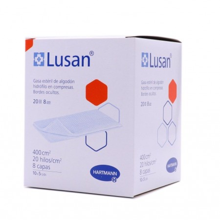 LUSAN GASA ESTERIL ALGODON HIDROFILO 50 UNIDADES (5 GASAS X 10 PAQUETITOS)