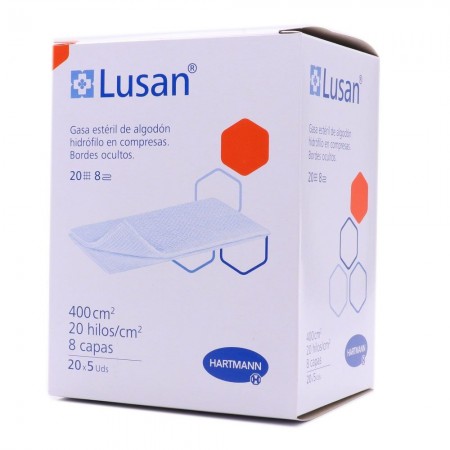 LUSAN GASA ESTERIL ALGODON HIDROFILO 100 UNIDADES (5 GASAS X 20 PAQUETITOS)